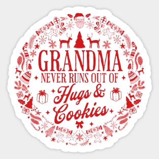 Grandma Never Runs Out Of Hugs and Cookies Ugly Christmas Sticker